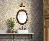Tracy & Co Menagerie Toile Wallpaper Sample - White & Metallic Gold