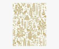 Tracy & Co Menagerie Toile Wallpaper Sample - White & Metallic Gold