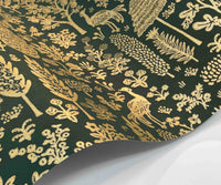 Tracy & Co Menagerie Toile Wallpaper - Emerald & Metallic Gold