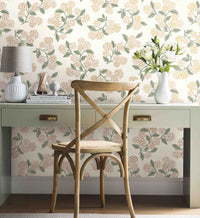 Tracy & Co Hydrangea Wallpaper - White & Blush