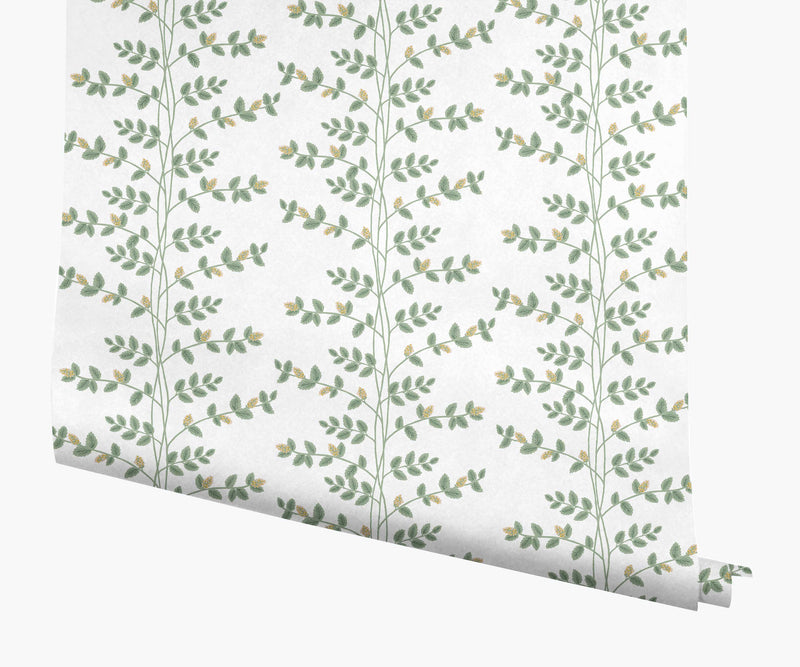 Tracy & Co Climbing Vines Wallpaper - White & Metallic Gold