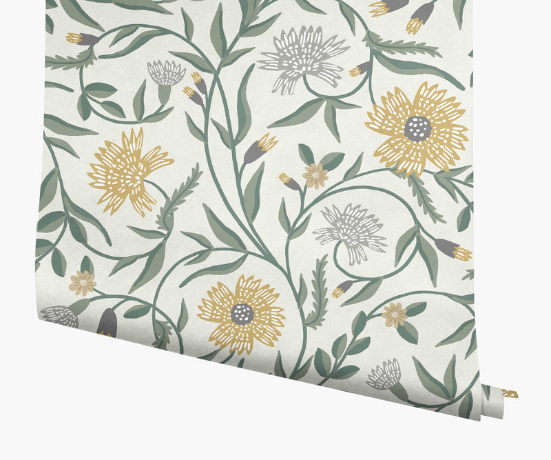 Tracy & Co Aster Wallpaper - Linen & Gold