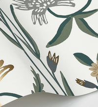 Tracy & Co Aster Wallpaper - Linen & Gold
