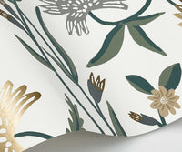Tracy & Co Aster Wallpaper Sample - Linen & Gold