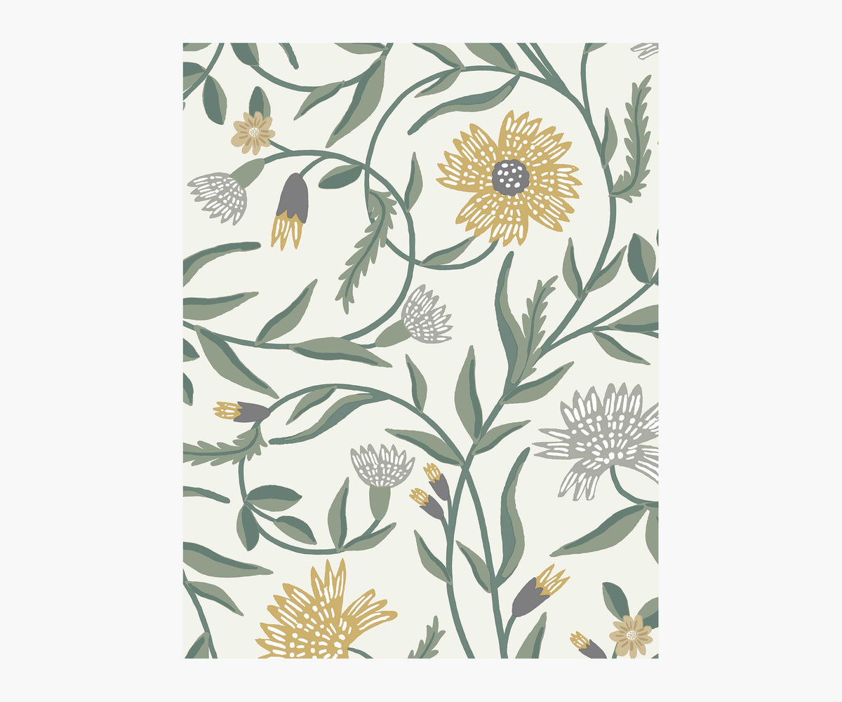 Tracy & Co Aster Wallpaper Sample - Linen & Gold
