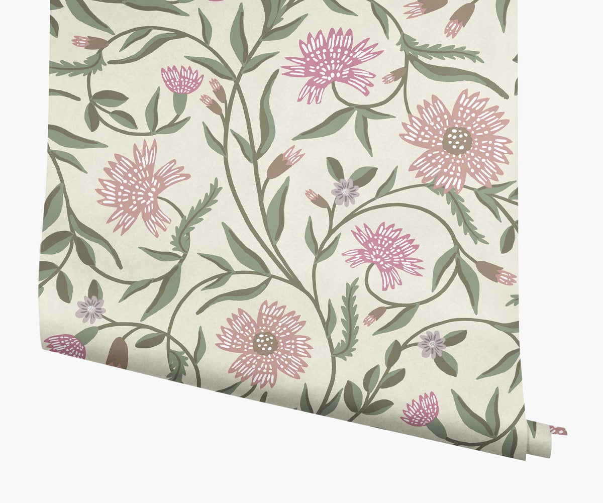 Tracy & Co Aster Wallpaper - Linen & Rose