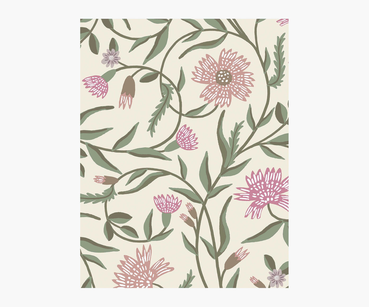 Tracy & Co Aster Wallpaper Sample - Linen & Rose