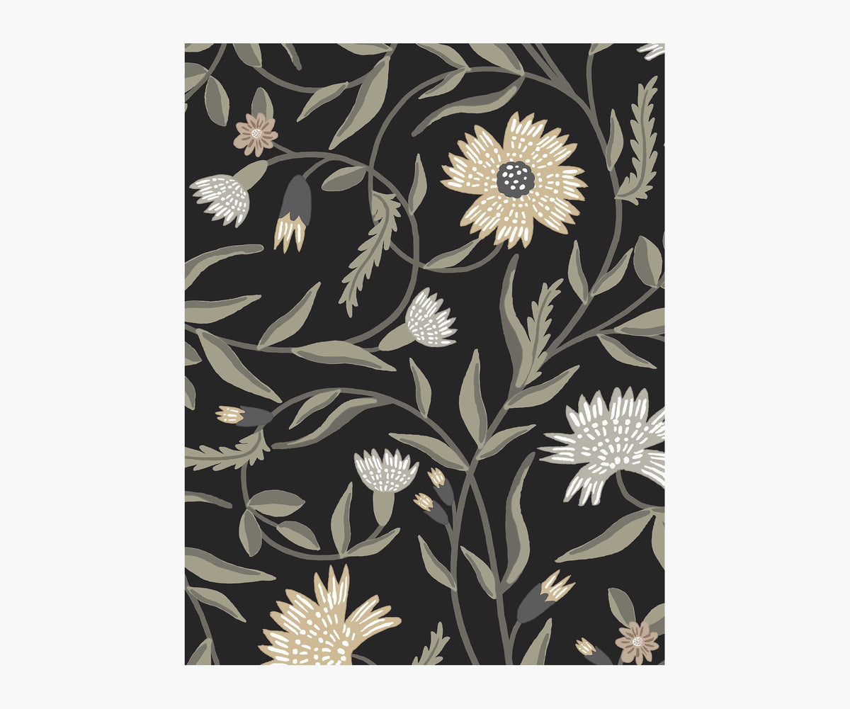 Tracy & Co Aster Wallpaper Sample - Black