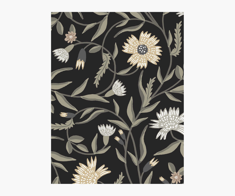 Tracy & Co Aster Wallpaper Sample - Black
