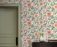 Tracy & Co Aster Wallpaper Sample - Linen & Coral