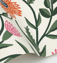 Tracy & Co Aster Wallpaper - Linen & Coral