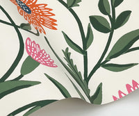 Tracy & Co Aster Wallpaper Sample - Linen & Coral