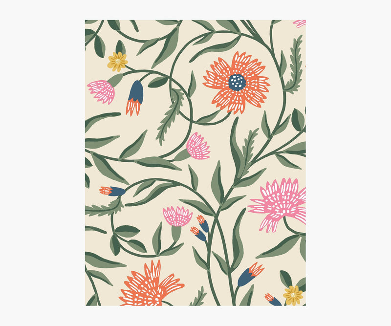 Tracy & Co Aster Wallpaper Sample - Linen & Coral