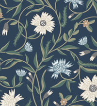 Tracy & Co Aster Wallpaper - Navy