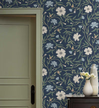 Tracy & Co Aster Wallpaper - Navy