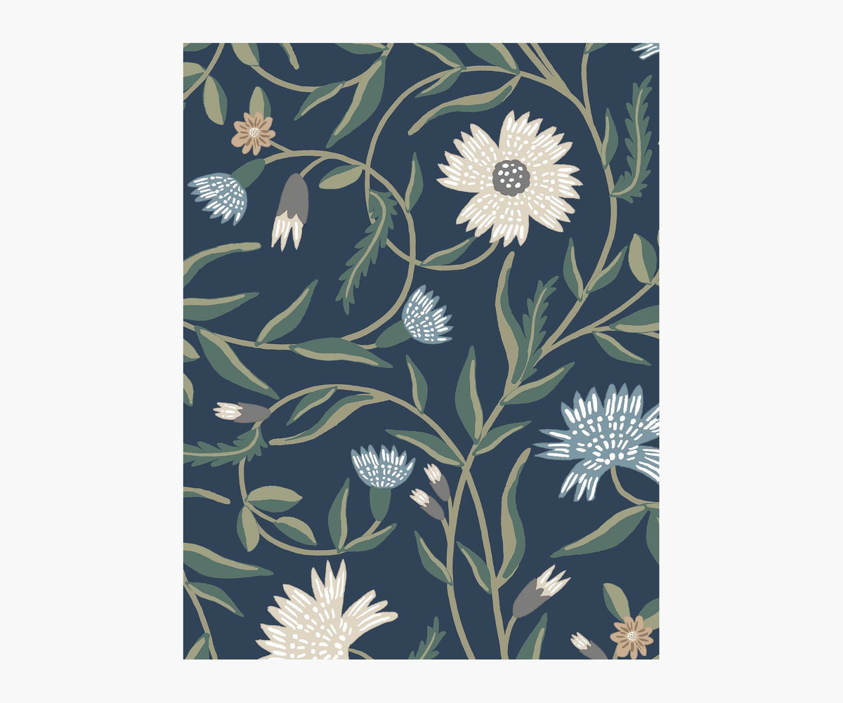 Tracy & Co Aster Wallpaper Sample - Navy