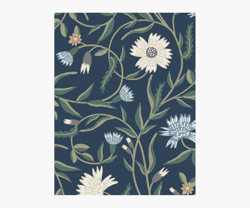 Tracy & Co Aster Wallpaper Sample - Navy