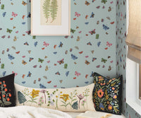 Tracy & Co Butterfly House Wallpaper Sample - Light Blue
