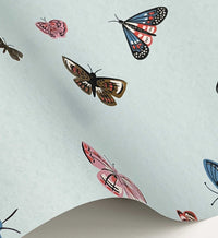 Tracy & Co Butterfly House Wallpaper - Light Blue