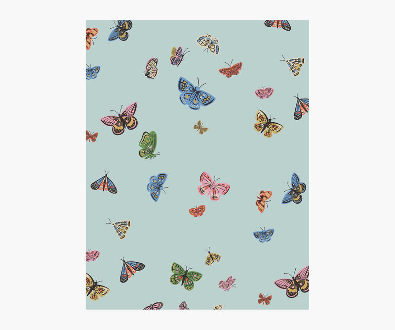 Tracy & Co Butterfly House Wallpaper Sample - Light Blue