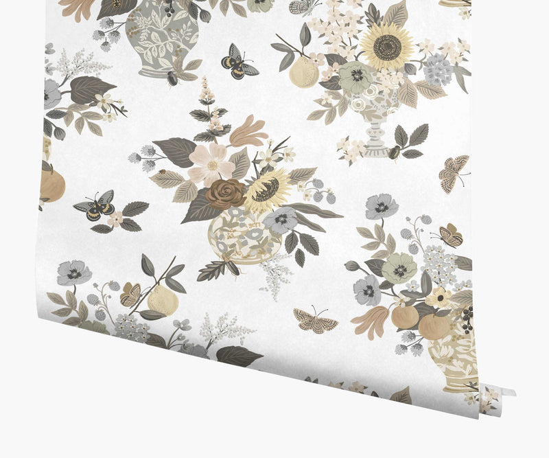 Tracy & Co Flower Studies Wallpaper - Linen
