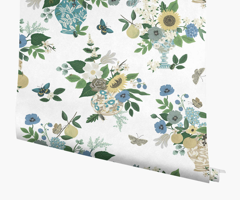 Tracy & Co Flower Studies Wallpaper - Blue Multi
