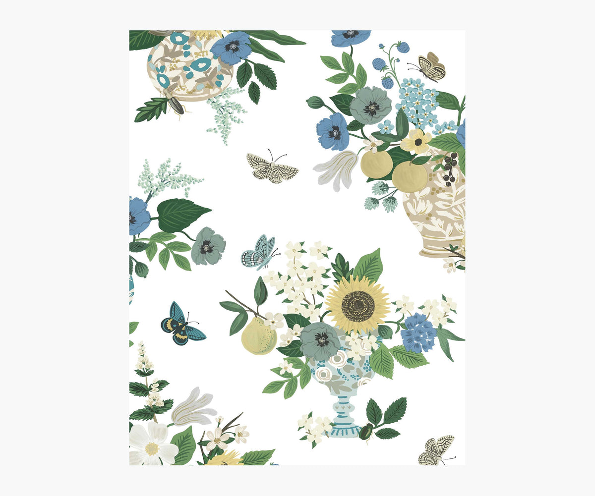 Tracy & Co Flower Studies Wallpaper Sample - Blue Multi