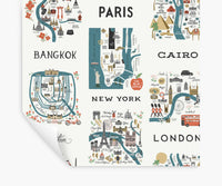 Tracy & Co City Maps Peel & Stick Wallpaper - Blue & Red