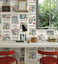 Tracy & Co City Maps Peel & Stick Wallpaper - Blue & Red