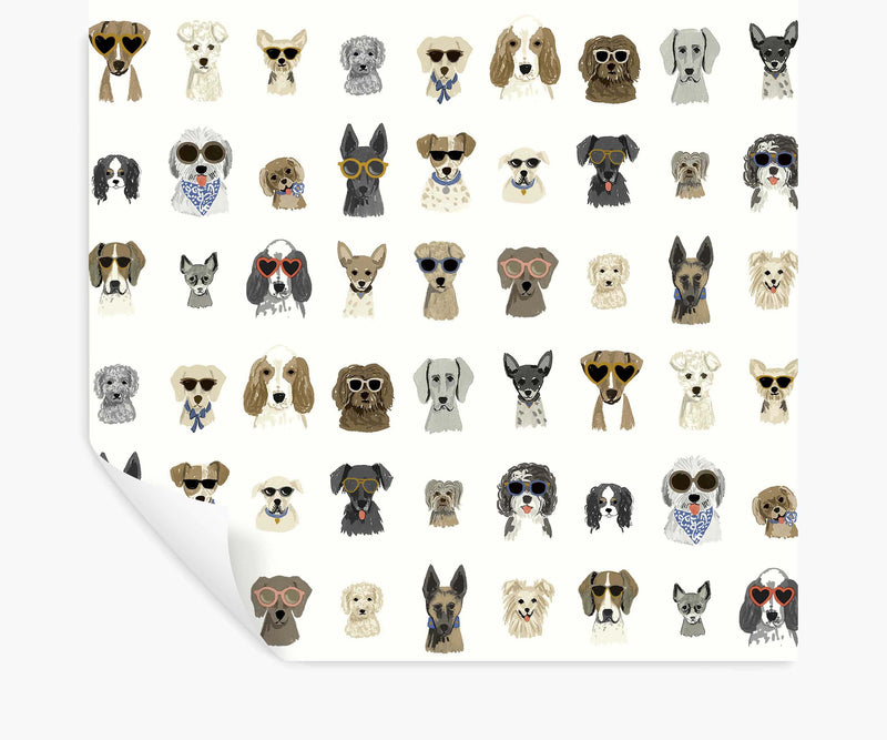 Tracy & Co Dog Days Peel & Stick Wallpaper - White Multi