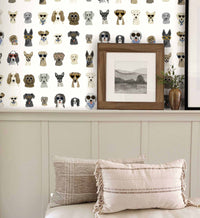 Tracy & Co Dog Days Peel & Stick Wallpaper - White Multi