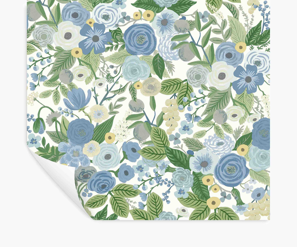 Tracy & Co Garden Party Peel & Stick Wallpaper - Blue & Green