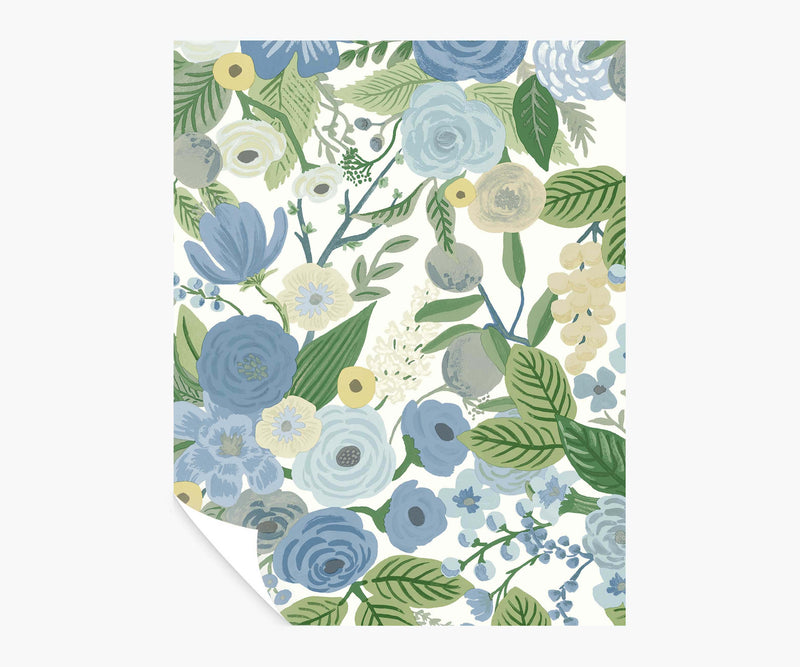Tracy & Co Garden Party Peel & Stick Wallpaper Sample - Blue & Green