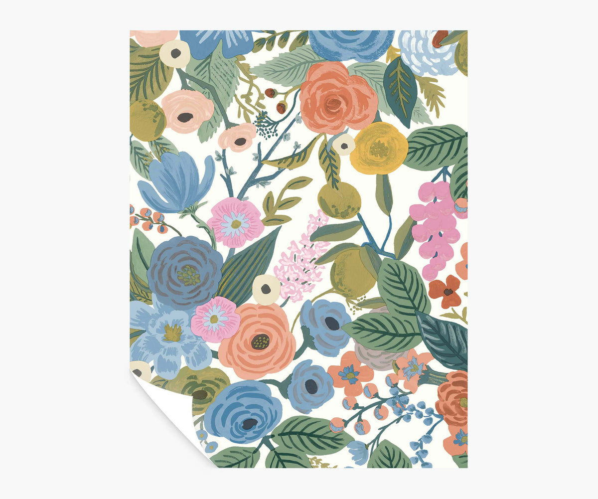 Tracy & Co Garden Party Peel & Stick Wallpaper Sample - Cobalt Multi